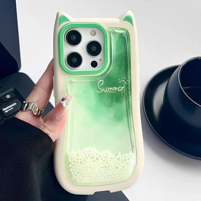 Cat Ear Gradient Flowing Beads iPhone Case