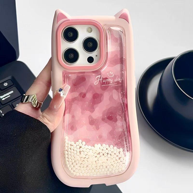 Cat Ear Gradient Flowing Beads iPhone Case