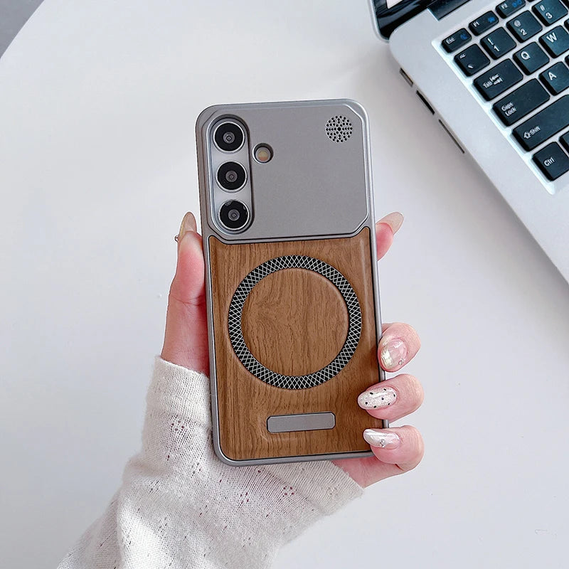 Samsung Minimalist Leather Case in Wood Style