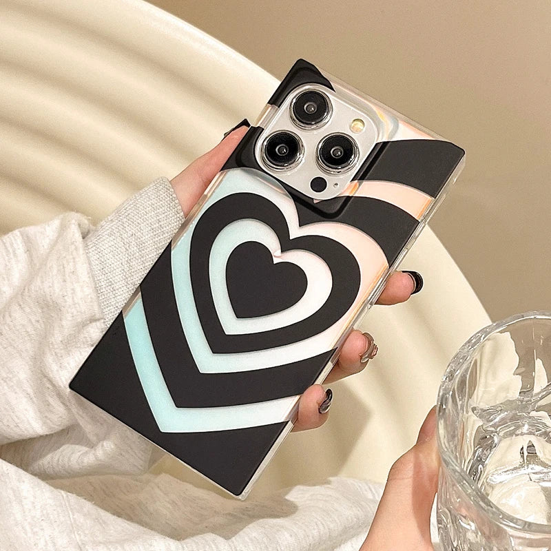Layered Heart Square iPhone Case