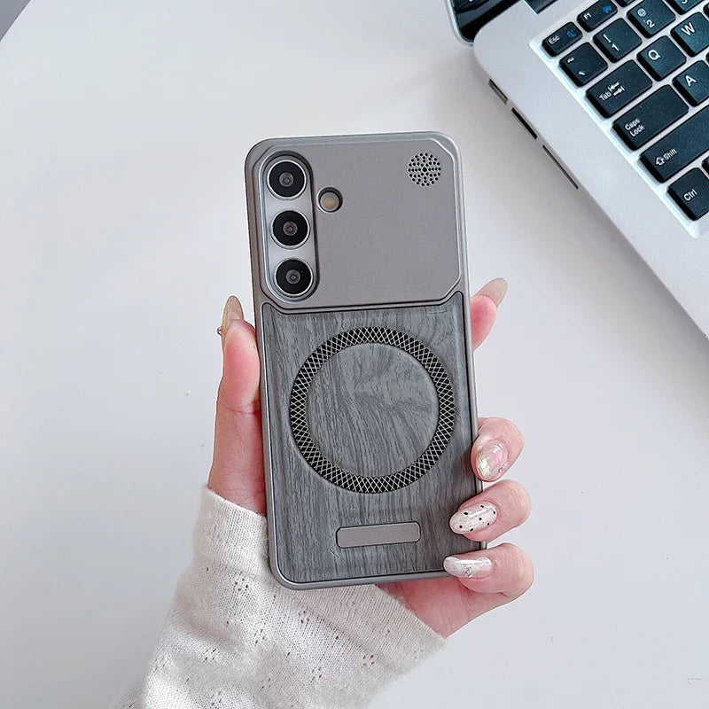 Samsung Minimalist Leather Case in Wood Style