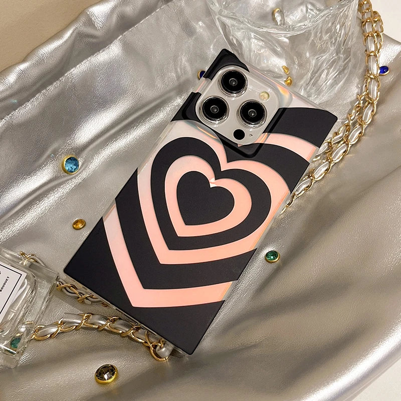 Layered Heart Square iPhone Case