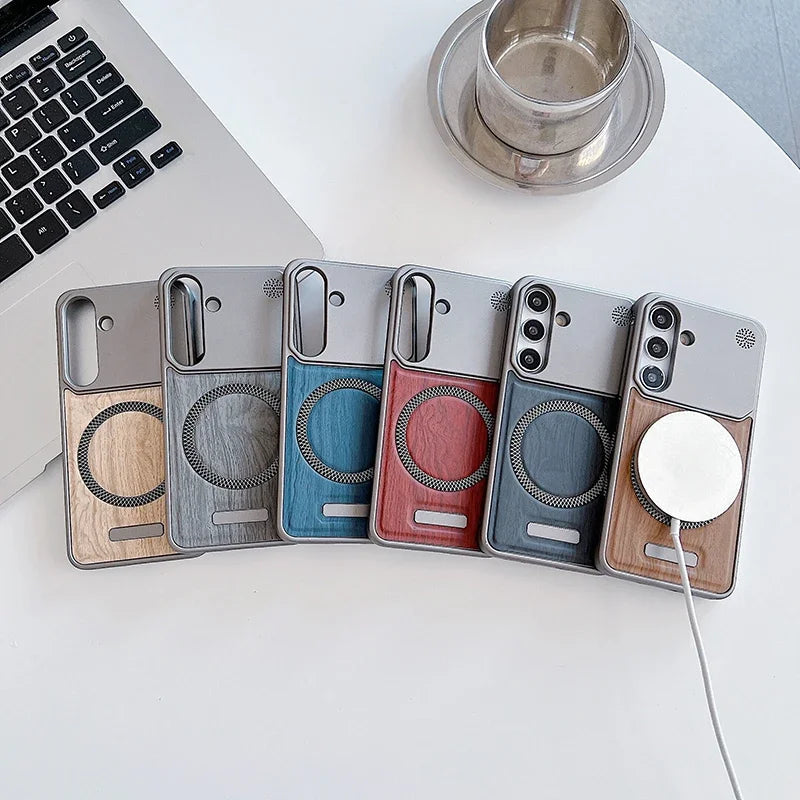 Samsung Minimalist Leather Case in Wood Style