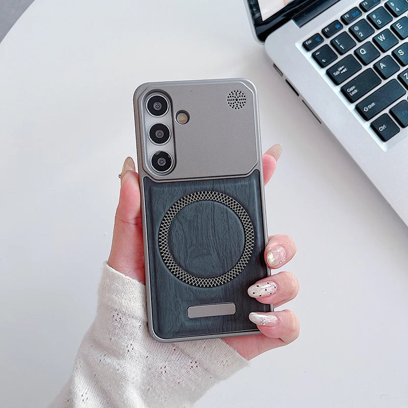 Samsung Minimalist Leather Case in Wood Style