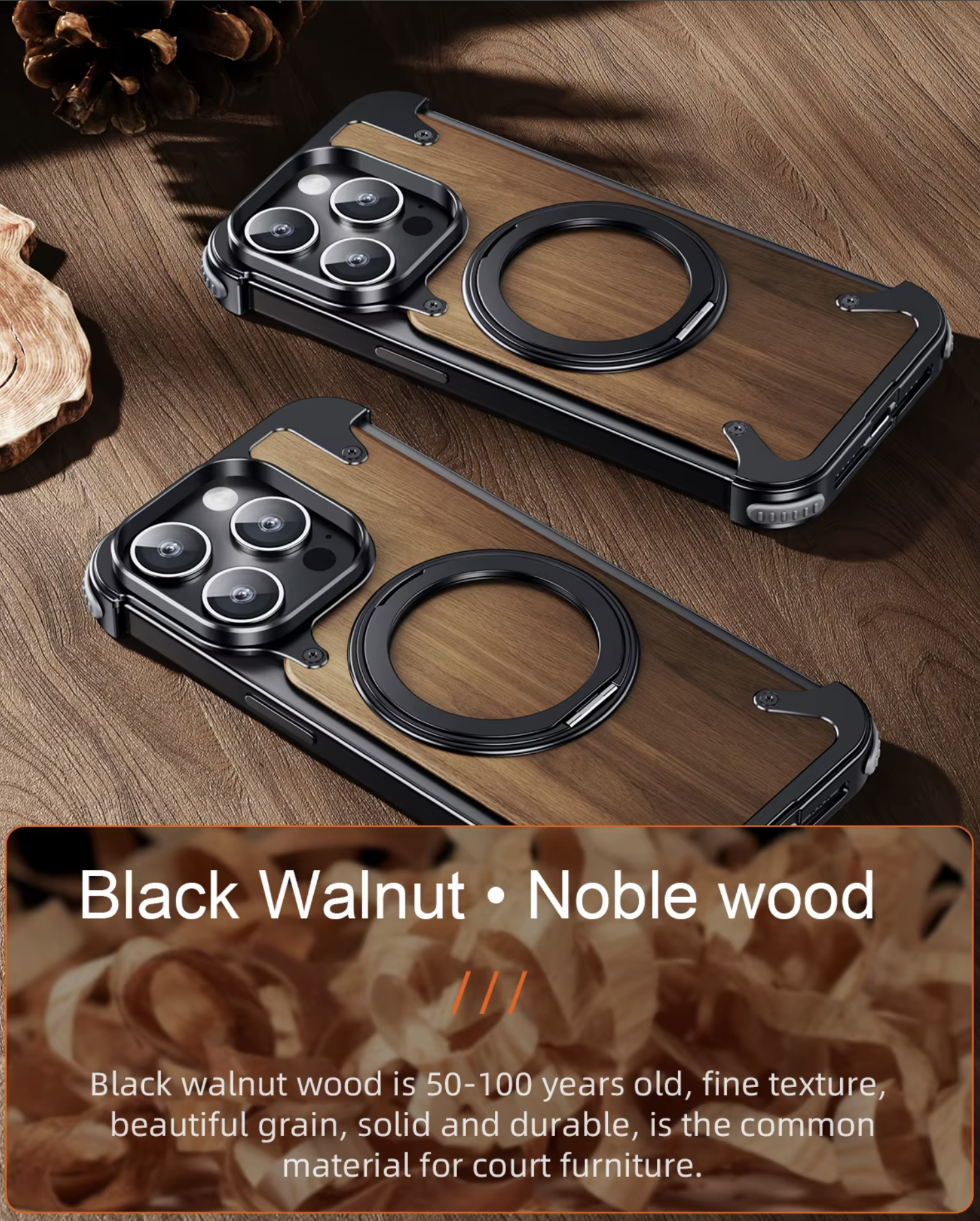 Wood-Metal MagSafe iPhone Case