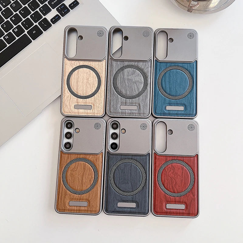 Samsung Minimalist Leather Case in Wood Style