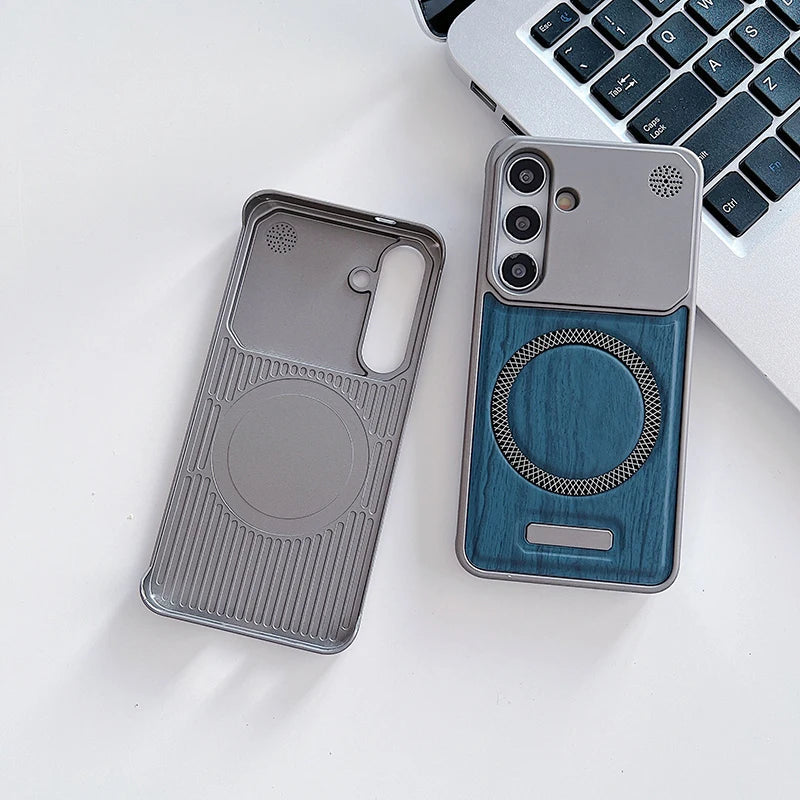 Samsung Minimalist Leather Case in Wood Style