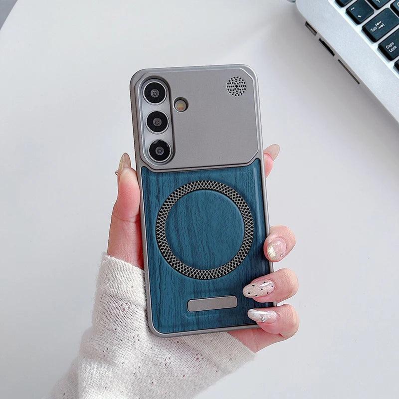 Samsung Minimalist Leather Case in Wood Style