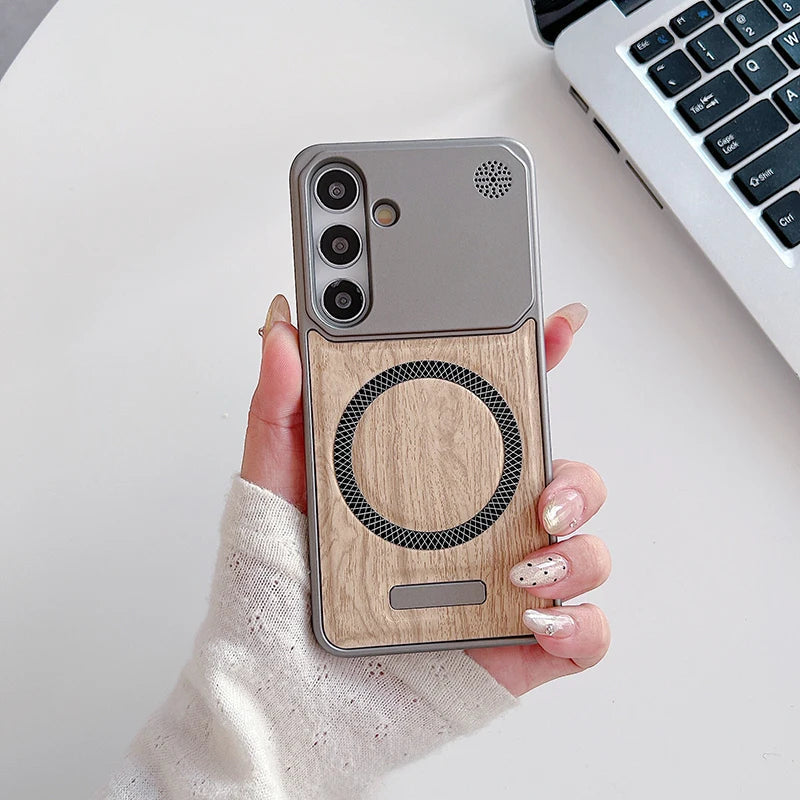 Samsung Minimalist Leather Case in Wood Style