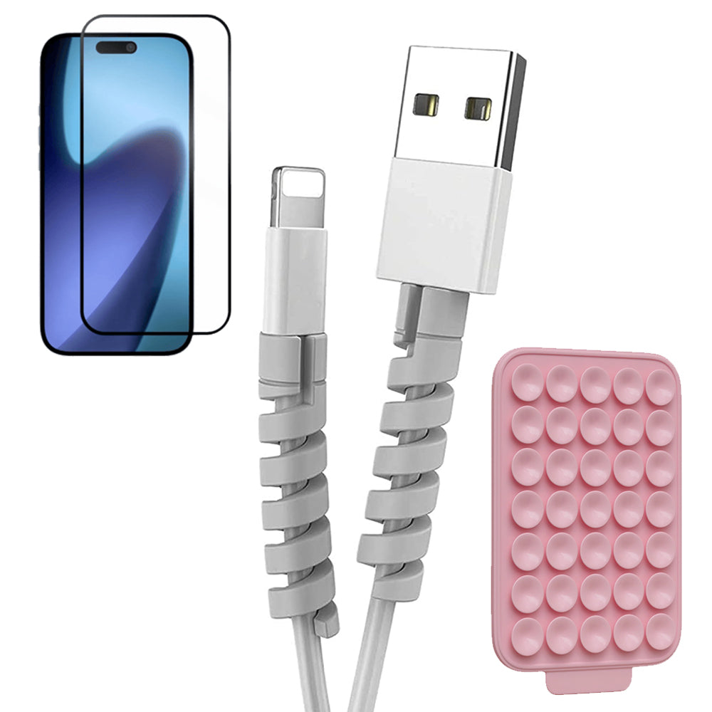 Tempered Glass + Sticky Pod + Cable Protector