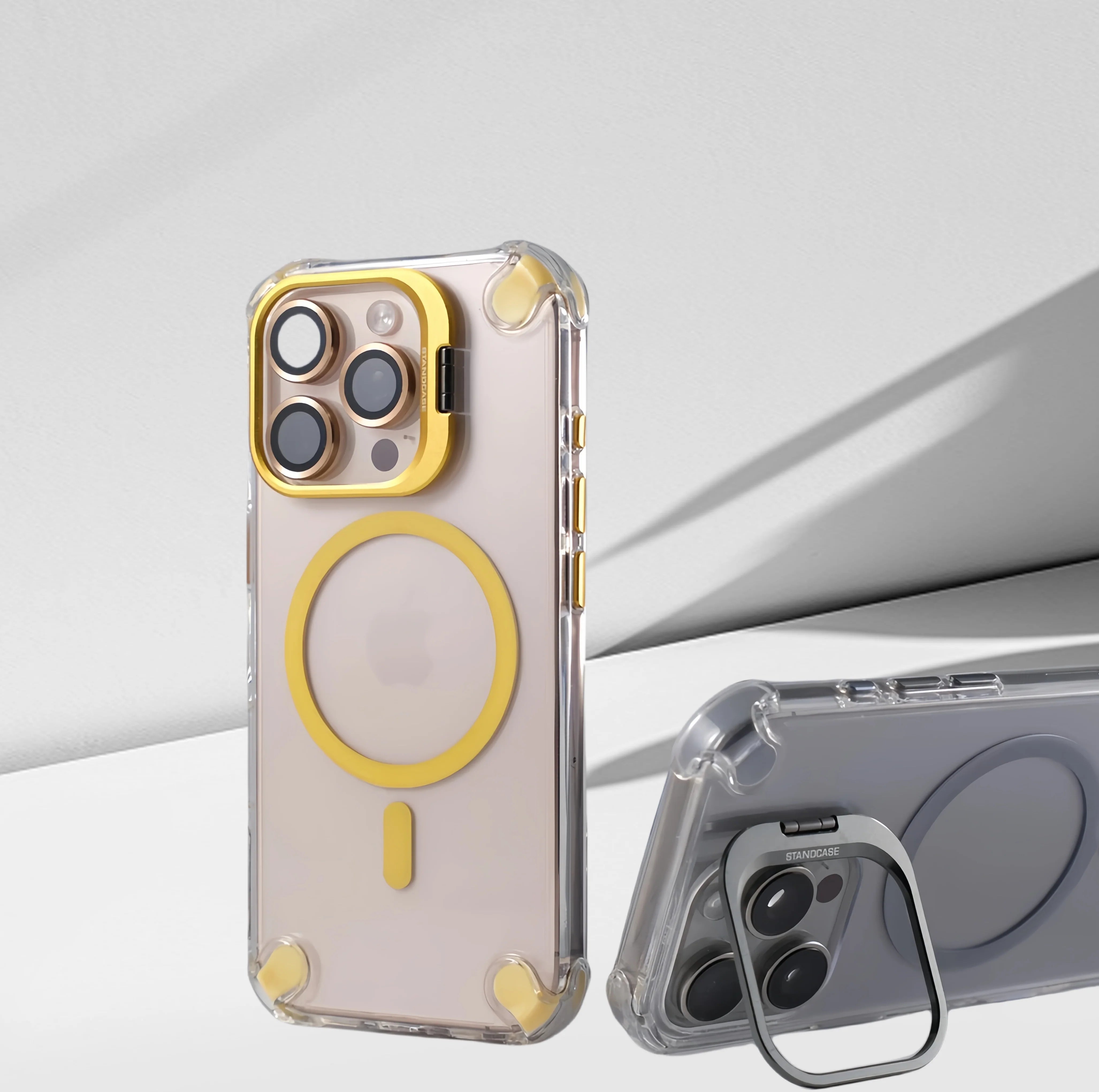 Four Corners Anti-Drop Stand Transparent Magnetic iPhone Case