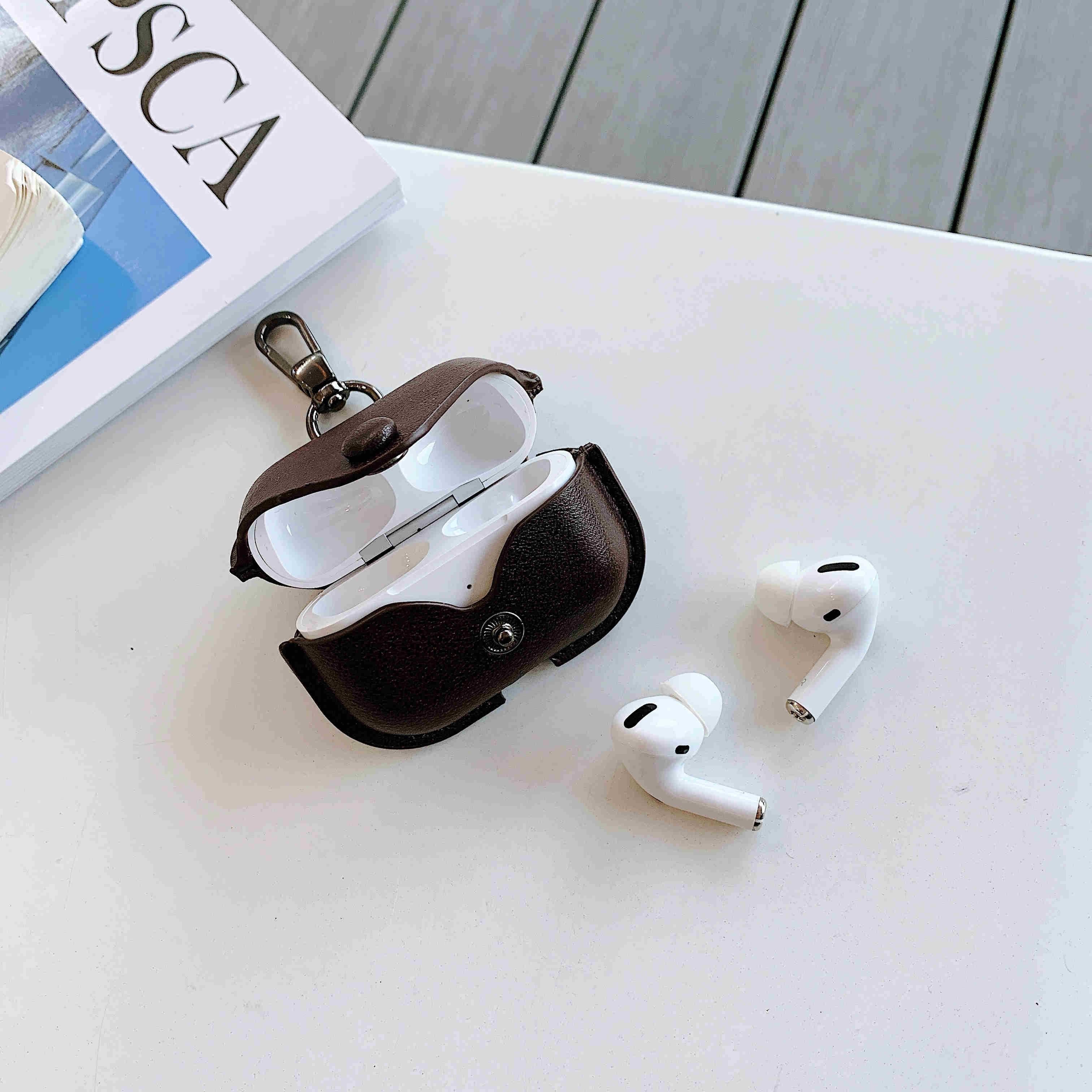 Button Leather Apple AirPods Cover