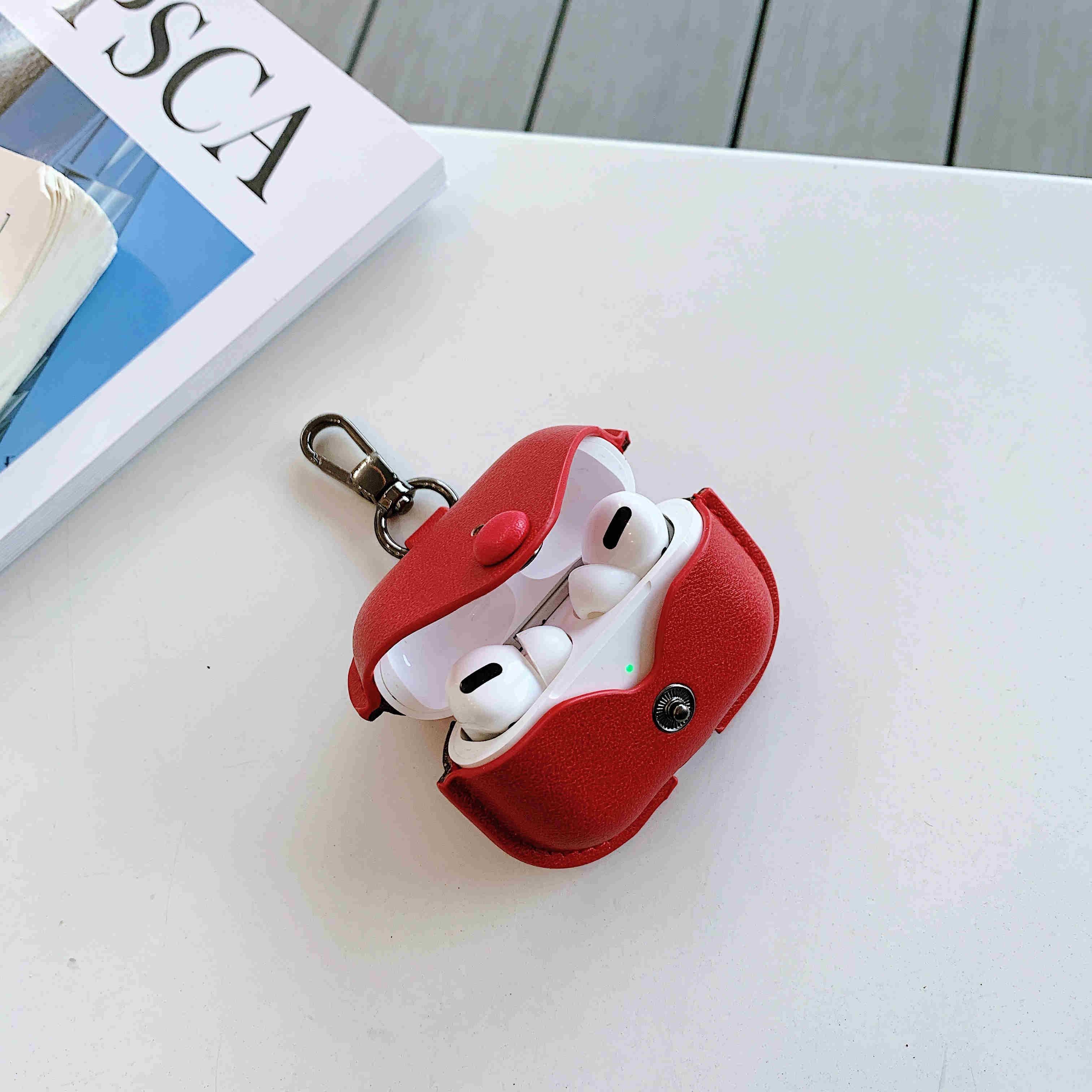 Button Leather Apple AirPods Cover