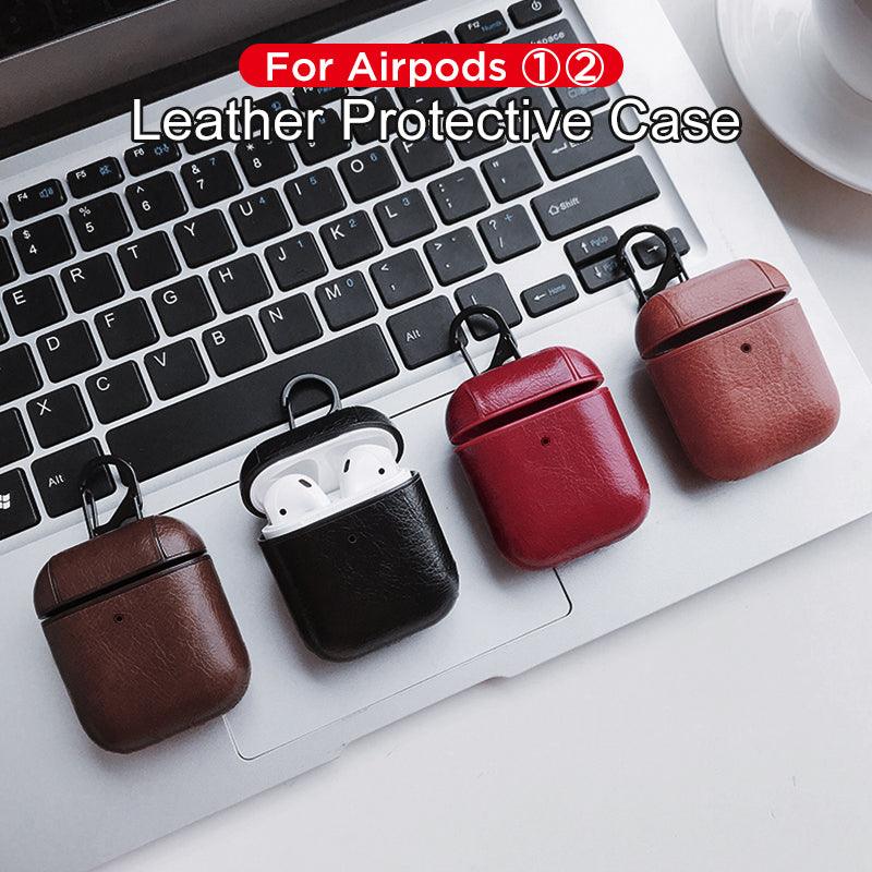 Retro Plain Leather Airpods Case