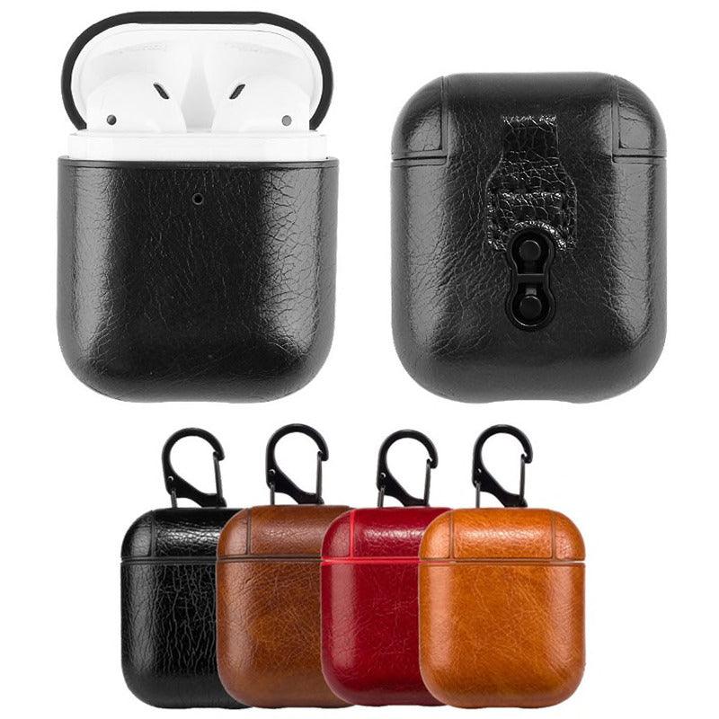 Retro Plain Leather Airpods Case