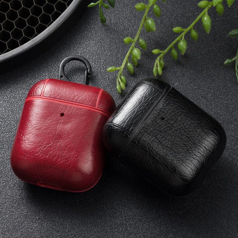 Retro Plain Leather Airpods Case