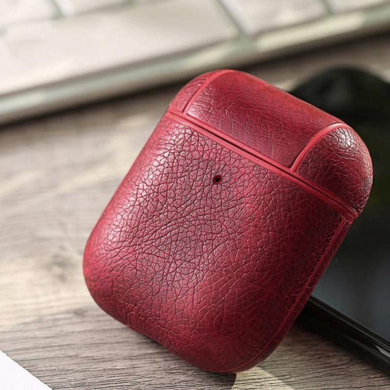 Retro Plain Leather Airpods Case